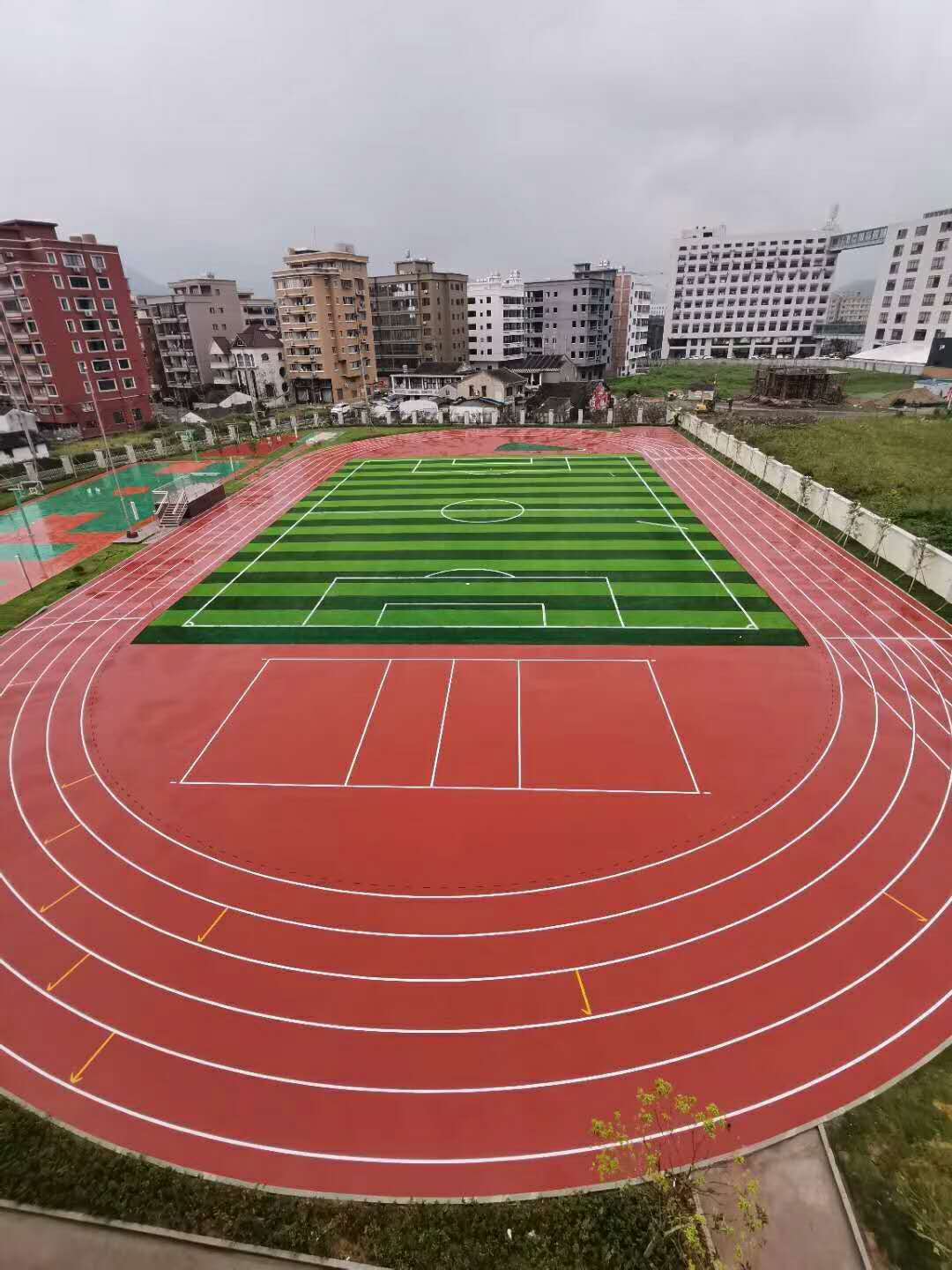 sport field of turf and runway